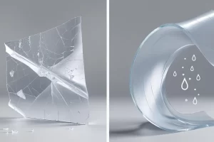 bioplastic-plasticizer-effect ‣ Plastic bag manufacturer & Supplier in Vietnam ‣ HAPLAST Comparison of brittle and flexible bioplastic samples with and without plasticizer.