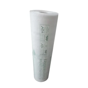 Compostable T-shirt bag roll in white